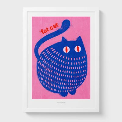 Gato gordo A4 | Impresión de arte de ilustración.