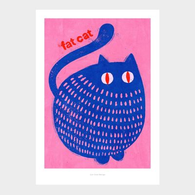 Gato gordo A5 | Impresión de arte de ilustración