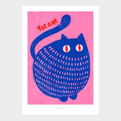 Gato gordo A5 | Impresión de arte de ilustración.