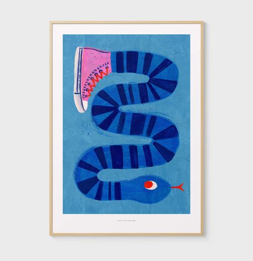 A3 Snake with sneakers | Illustration art print