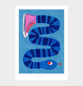 A3 Snake avec baskets | Impression d'art d'illustration 2