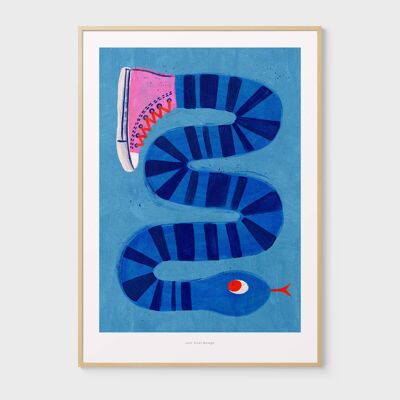 Serpiente A4 con zapatillas | Impresión de arte de ilustración