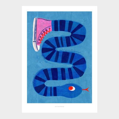Serpiente A5 con deportivas | Impresión de arte de ilustración.