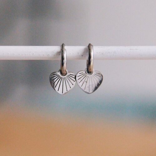 Stainless steel creoles with fantasy heart - silver