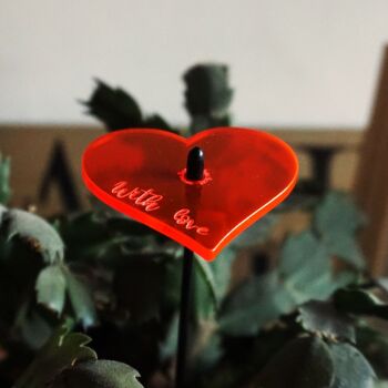 Glowing Graved 'With Love' Hearts x 15 piquets décoratifs pour la Saint-Valentin 25 cm / 10 pouces de haut présentoir de vente SunCatcher Peggy Pot inclus 4