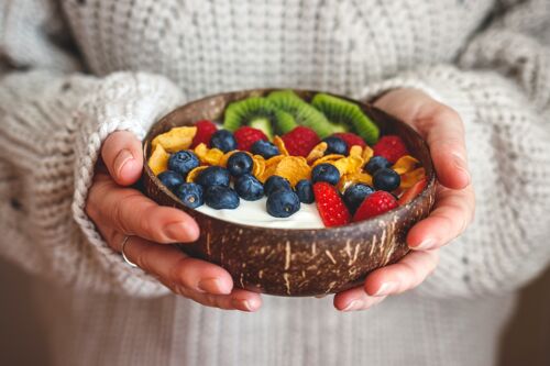 Coconut Bowl Medium + Zero Waste Spoon + Organic Coaster  • Handmade Gift Set • Plastic Free Breakfast & Lunch • Eco