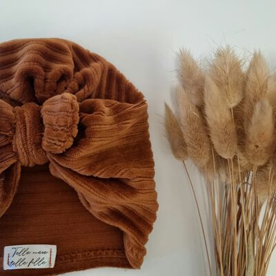 Terracotta/brown velvet turban