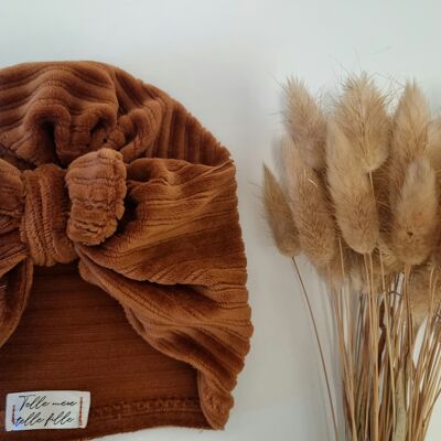 Turbante terracota/terciopelo marrón