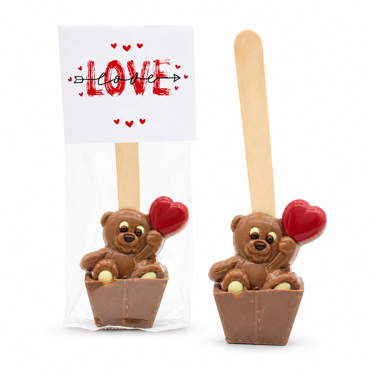 CUCHARA DE CHOCOLATE CALIENTE "OSO CORAZÓN" - 55g chocolate con leche