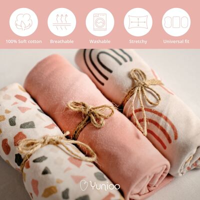 Paquete de 3 sábanas ajustables para moisés Yunioo™.