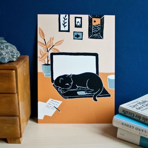 Poster | Katze & Laptop