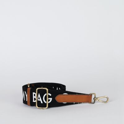 New Collection - Canvas Logo Strap - Black / Cognac Classic Leather