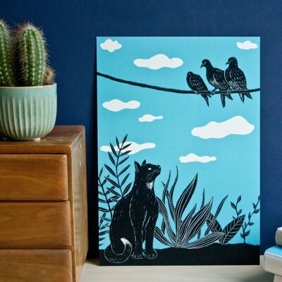 Poster | Gatto e piccioni