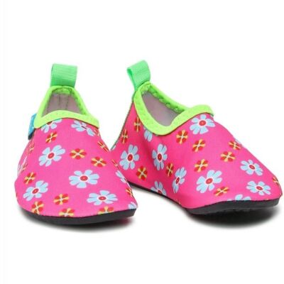 Chaussures aquatiques anti-UV pour bébé Playshoes roses avec imprimé fleuri
