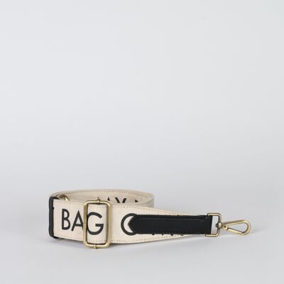 New Collection - Canvas Logo Strap - White / Black Classic Leather