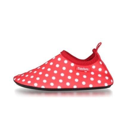 Rote Playshoes Baby-UV-Wasserschuhe mit Polkadot-Print