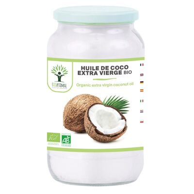 Huile de coco bio - extra vierge - cheveux peau cuisine - 500mL