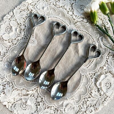 2 Heart Flat Hammered Place Mats - Silver