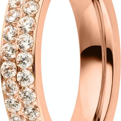 Stacking ring set in two rows with zirconia rosé