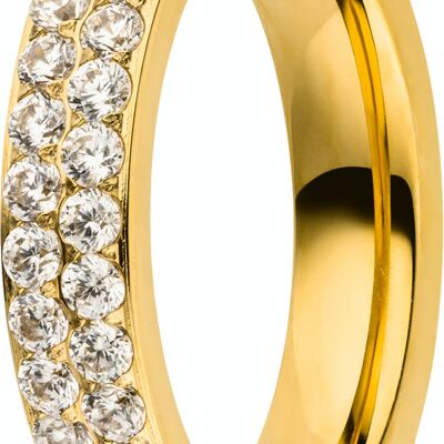 Stacking ring set in two rows with zirconia gold