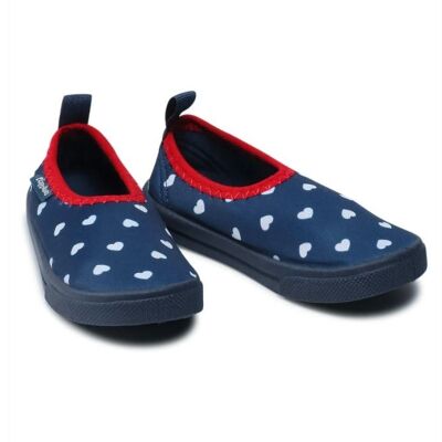 Chaussures aquatiques Playshoes bleues pour bébés et enfants avec imprimé cœur