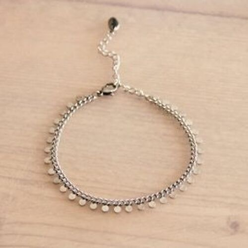 Steel chain bracelet with coins - silver