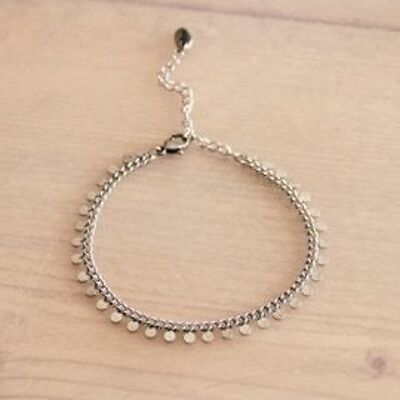 Bracelet chaîne en acier avec pièces - argent