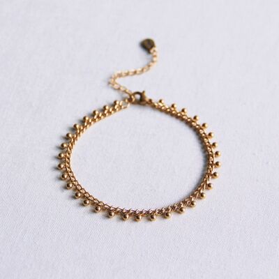 Bracciale catena in acciaio con palline - oro