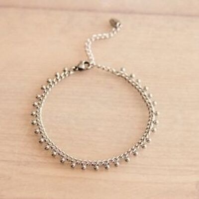 Bracciale catena in acciaio con palline - argento