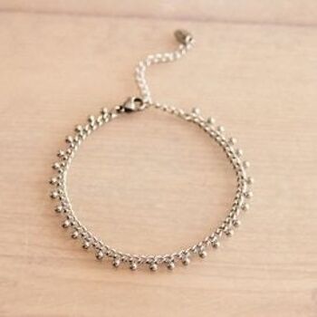 Bracelet chaîne acier boules - argent