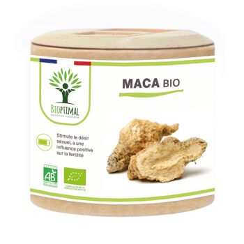 Maca Bio - Complément alimentaire - Énergie Aphrodisiaque Fertilité - 100% Racine de maca en poudre - Origine Pérou - Conditionné en France - Certifié Ecocert - Vegan - gélules 1