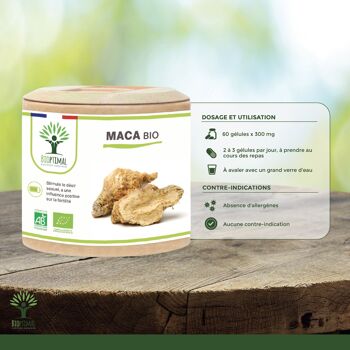 Maca Bio - Complément alimentaire - Énergie Aphrodisiaque Fertilité - 100% Racine de maca en poudre - Origine Pérou - Conditionné en France - Certifié Ecocert - Vegan - gélules 7