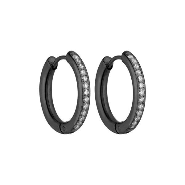 Creole Hawaii acero inoxidable negro redondo pulido 20mm circonita