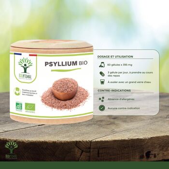 Psyllium Blond Bio - Complément alimentaire - Téguments - Digestion Transit Cholestérol - 320 mg de Poudre/Gélule - Fabriqué en France - Vegan - gélules 7