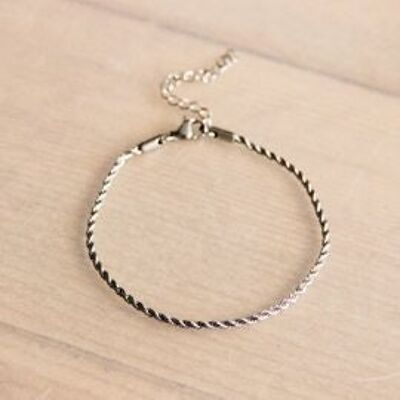 Steel "twisted" bracelet small – silver