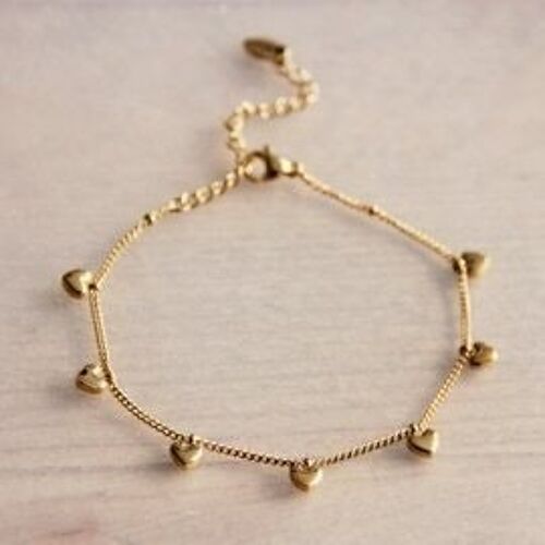 Charm bracelet with mini hearts – gold