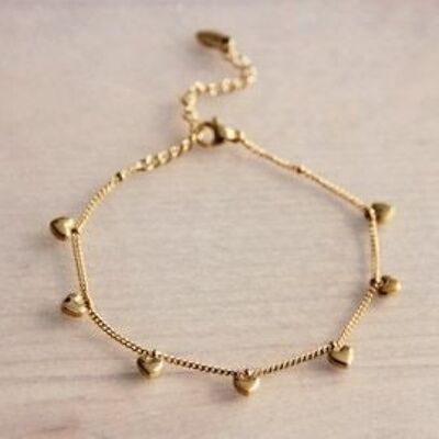 Bracelet charms mini cœurs – or