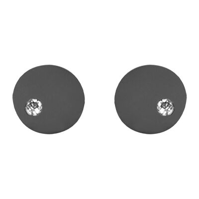 Pendientes de botón redondos con una circonita negra