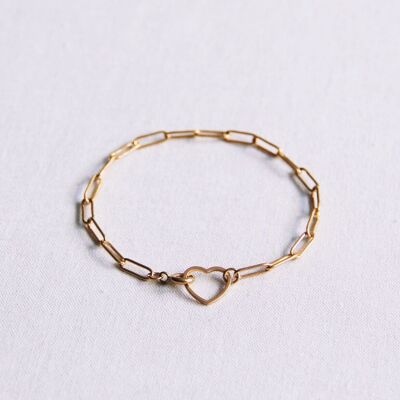 Bracciale D-Chain con lucchetto a cuore aperto - oro