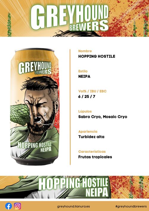 Cerveza Neipa "Hopping Hostile" 44 cl.