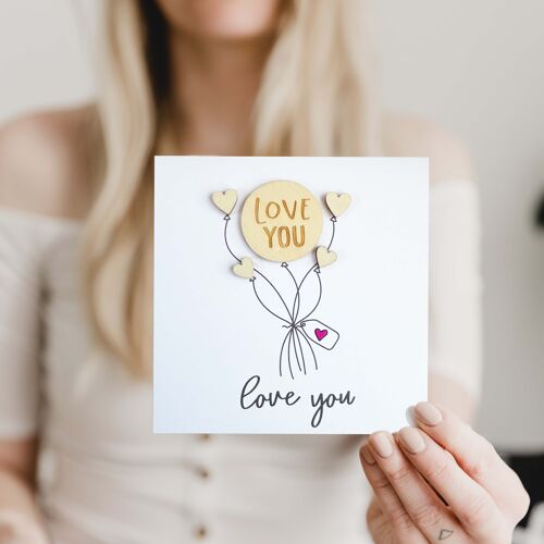 Love You Valentines Balloon Card