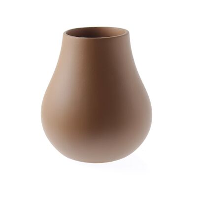 Vase en céramique bulbeux, 19 x 19 x 22 cm, cognac., 780066