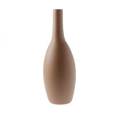 Jarrón botella de cerámica, 14 x 14 x 40 cm, coñac., 780042