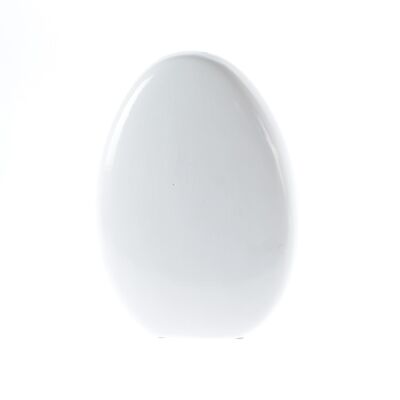 Uovo in ceramica da appoggiare piatto, 18 x 8,5 x 26 cm, bianco, 779916