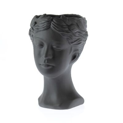 Busto de jardinera de cerámica, 23 x 23 x 34 cm, negro, 779725