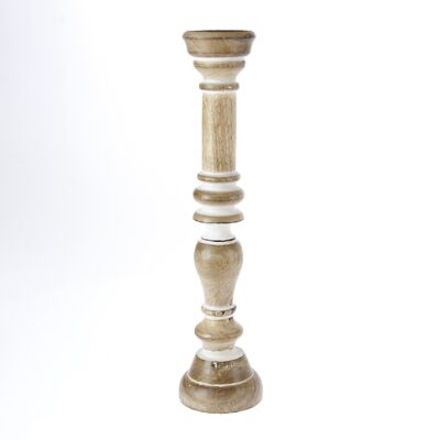 Mango wood candlestick high, 12.5 x 12.5 x 53.5cm, natural, 779411