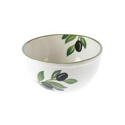 Cuenco de cerámica diseño oliva, 14,5 x 14,5 x 7 cm, verde/blanco, 778896