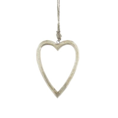 Mango wood heart to hang, 11 x 2 x 15cm, natural, 778735