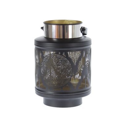 Metal lantern with handle, Ø 16x22cm, black/silver/gold, 777783