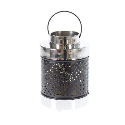 Metal lantern with handle, Ø 16 x 22cm, black/silver, 777752